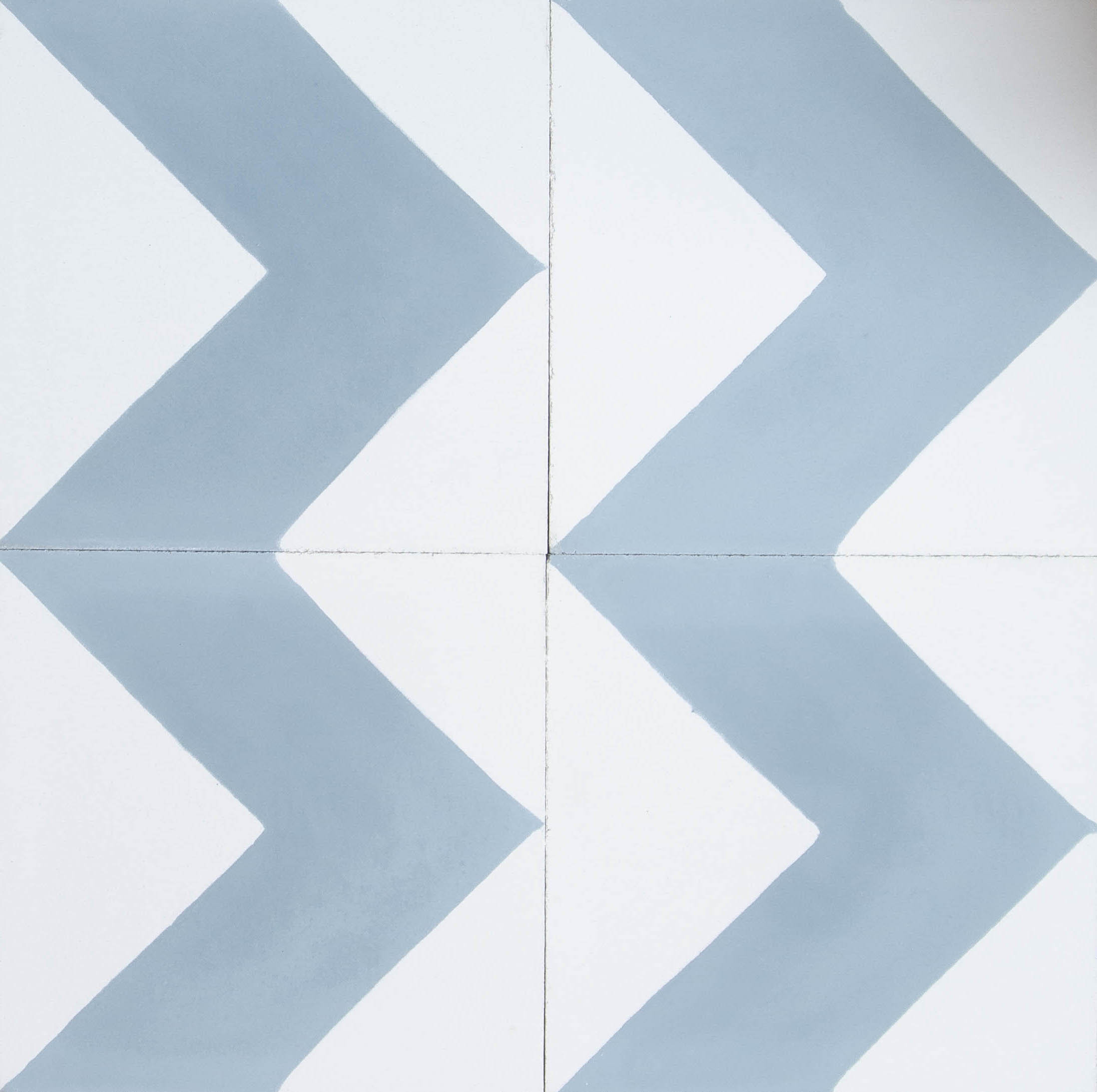 Chevron Blue Encaustic Cement Tile