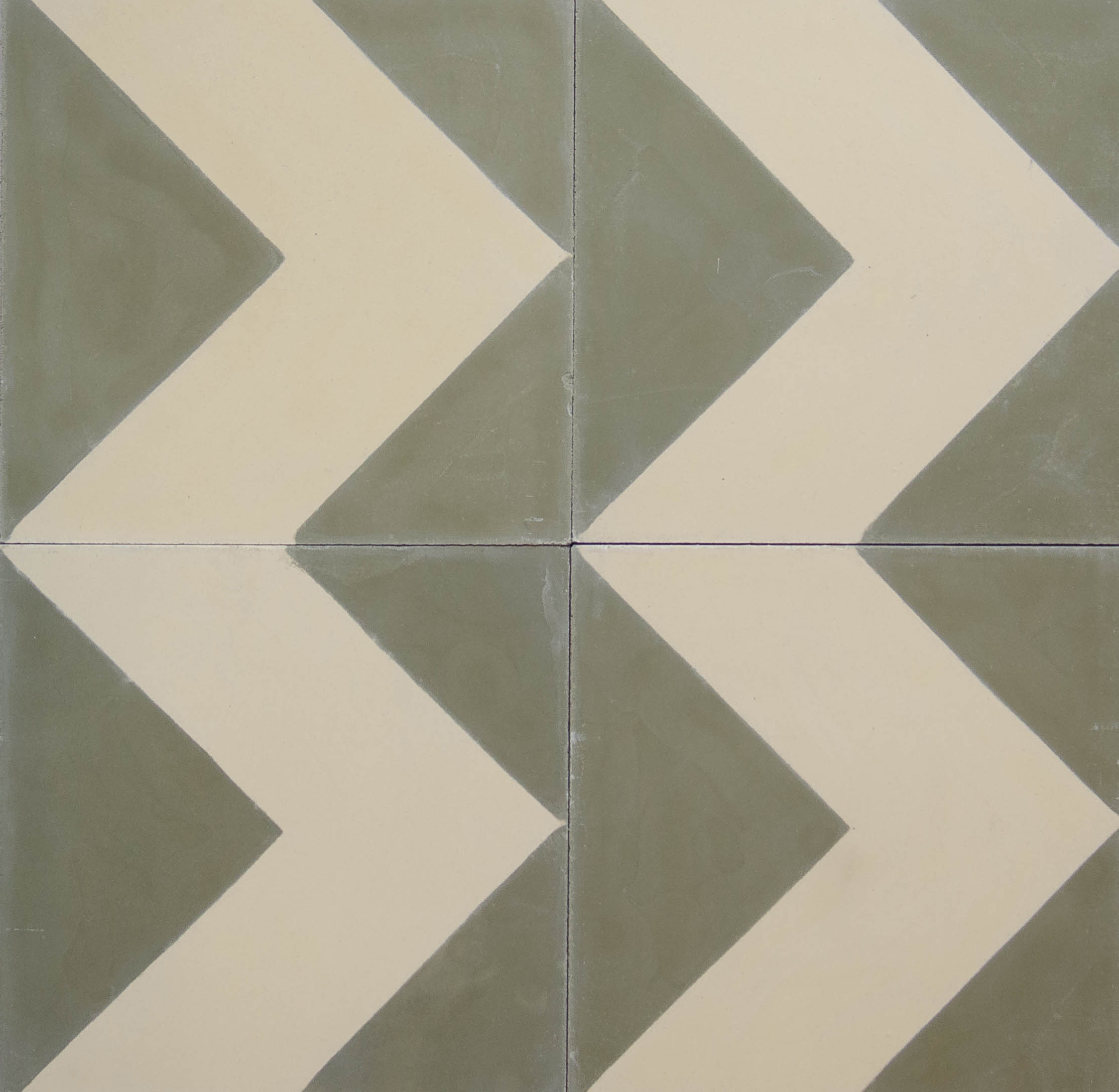 Chevron Cognac Olive Encaustic Cement Tile