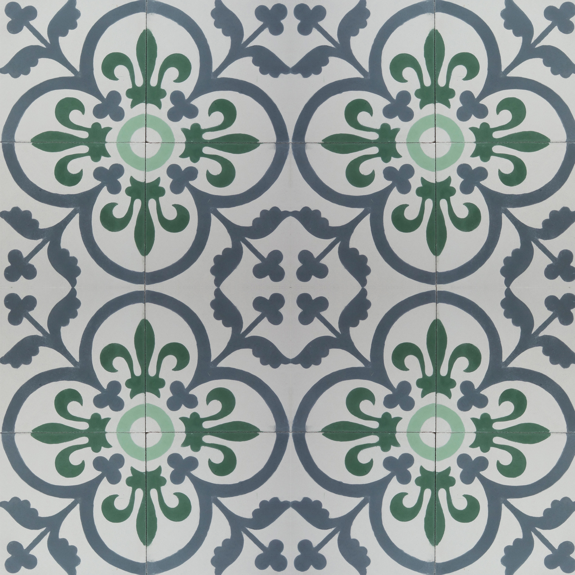 Madrid Green Encaustic Cement Tile Patterned Madrid Green Encaustic Cement Tiles