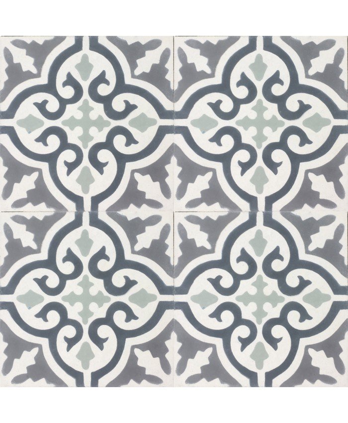 Cuba White Grey Reverse Encaustic Cement Tile